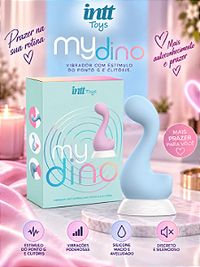 VIBRADOR 2 EM 1 MY DINO AZUL INTT