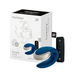 VIBRADOR DE CASAL DE LUXO DOUBLE LOVE SATISFYER AZUL