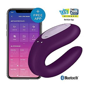 VIBRADOR DE CASAL POR APLICATIVO DOUBLE JOY VIOLETA SATISFYER