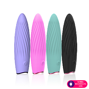 MINI VIBRADOR CÁPSULA AVELUDADA COM RELEVOS MASSAGEADORES RECARREGÁVEL