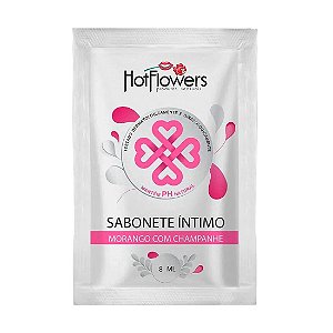 SACHE SABONETE ÍNTIMO MORANGO COM CHAMPANHE 8ML HOT FLOWERS