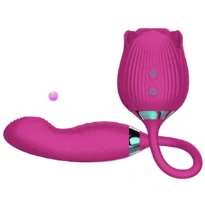 VIBRADOR PONTO G E CLITÓRIS COM PULSAÇÃO E DEDILHAR ROSA 4 FLOWERY PRO