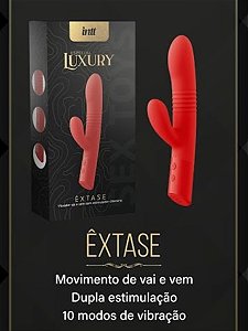VIBRADOR VAI E VEM COM ESTIMULADOR CLITORIANO ÊXTASE LUXURY INTT
