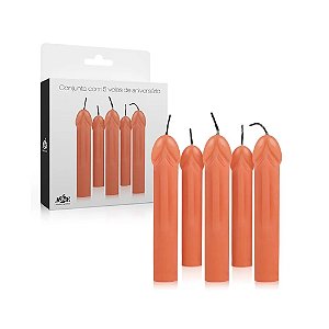 KIT COM 5 VELAS PALITOS EM FORMATO DE PÊNIS COM PAVIO MÁGICO