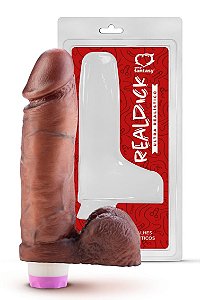 PÊNIS REALISTICO PINTADO COM ESCROTO E VIBRO 20,5X4,7 CM REAL DICK SEXY FANTASY
