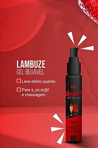 GEL BEIJAVEL COM EFEITO QUENTE MORANGO COM CHAMPAGNE LAMBUZE 55ML INTT