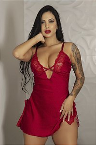 CAMISOLA LUXO CETIM COM DETALHE NAS COSTA EM FITA VERMELHO