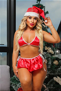 MINI FANTASIA MAMÃE NOEL COM GORRO HOT