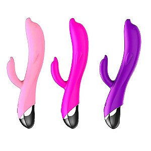 VIBRADOR DE PONTO G E CLITÓRIS RECARREGAVEL EM FORMATO DE GOLFINHO