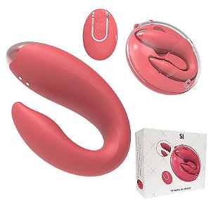 VIBRADOR DE CASAL COM CONTROLE SEM FIO E ESTOJO DE ACRILICO RECARREGÁVEL SI