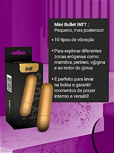 MINI BULLET DOURADO RECARREGAVEL COM 10 MODOS INTT