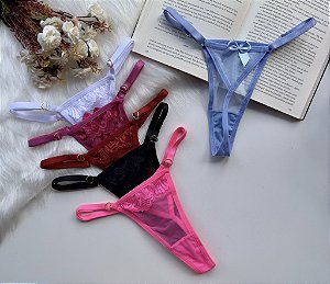 CALCINHA EM TULE COM FIO TRIANGULO COM LACINHO