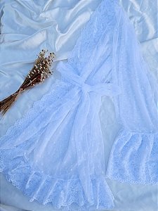 ROBE EM TULE COM CORAÇÃO E RENDA CATIUSCIA BRANCO