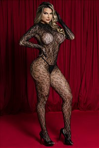 BODYSTOCKING MACACÃO ESTAMPA FELINA Y2183
