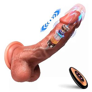 PÊNIS SUPER REALSITA COM VIBRO E SOBE E DESCE E CONTROLE 17,5CM