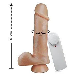 PÊNIS COM ESCROTO VENTOSA E VIBRO 18X4,4CM