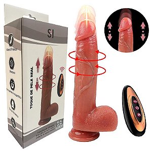 PÊNIS SUPER REALÍSTICO EM SILICONE COM VAI E VEM E AQUECIMENTO 22,5 X 4,0 SI
