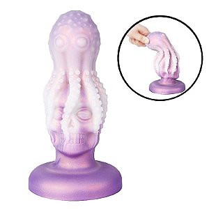 PLUG ANAL COM FORMATO DE CAVEIRA COM POLVO 14,5 X 5,2