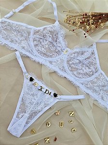 CONJUNTO PERSONALIZAVEL ECLIPSE EM RENDA BRANCO