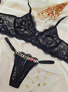 CONJUNTO PERSONALIZAVEL ECLIPSE EM RENDA PRETO