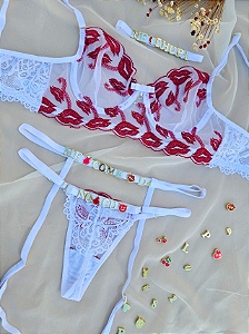 CONJUNTO PERSONALIZAVEL DAYANE EM TULE BOCÃO BRACO E VERMELHO