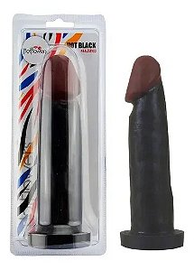 PÊNIS MACIÇO EM SILICONE HOT BLACK 18 X 4,5CM HOT FLOWERS