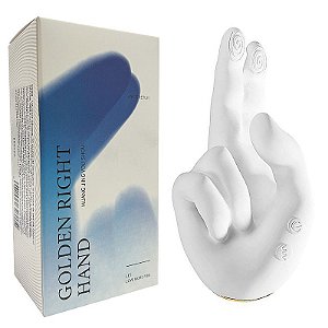 VIBRADOR FORMATO DE MÃO COM DEDILHAR VEM CÁ E AQUECIMENTO GOLDEN RIGHT HAND
