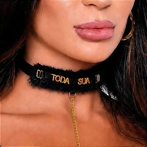 COLEIRA CHOKER EM PELÚCIA PERSONALIZÁVEL
