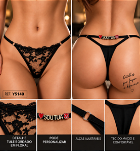 CALCINHA PERSONALIZAVEL EM TULE BORDADO E FIO DUPLO Y5140
