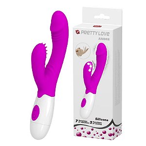 VIBRADOR COM ESTIMULADOR E MOVIMENTO CLITÓRIS 7 MODOS DE VIBRAÇÃO ANDRE PRETTY LOVE