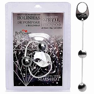BOLINHAS DE POMPOAR 2 BOLINHAS MACIÇA EM METAL CROMADO HOT FLOWERS