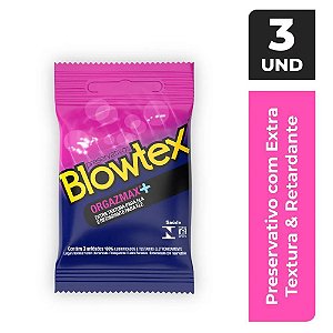 PRESERVATIVO TEXTURIZADO E RETARDANTE ORGAZMAX 3UN BLOWTEX