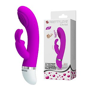 VIBRADOR COM ESTIMULADOR DE CLITORIS COM 7 MODOS DE VIBRAÇÃO CHRIST PRETTY LOVE