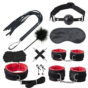 KIT SADO BLACK WOLF PRETO COM VERMELHO SI