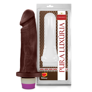 PÊNIS REALÍSTICO NEGRO COM VIBRAÇÃO PURA LUXÚRIA 18X4,5 CM SEXY FANTASY