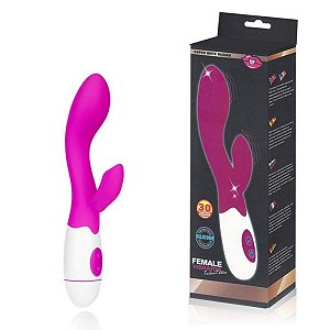 VIBRADOR RECARREGÁVEL FEMALE COM ESTIMULADOR CLITORIANO 30 MODOS DE VIBRAÇÃO