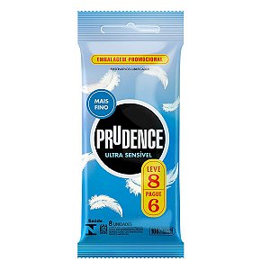 PRESERVATIVOS ULTRA SENSÍVEL LEVE 8 PAGUE 6 UNIDADES PRUDENCE