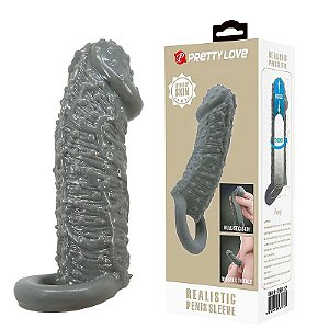 CAPA PENIANA TEXTURIZADA COM ANEL PENIS SLEEVE 2 FOGG PRETTY LOVE
