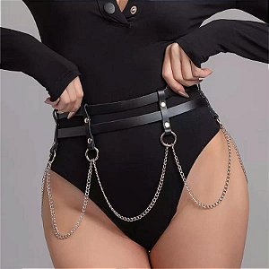 HARNESS CINTO DE COURO COM DETALHES EM CORRENTE 5 SI