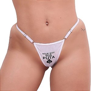 CALCINHA FETICHE CUCKOLD "HOJE SOU SUA PUTA" + CHOCKER BRANCA