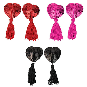 NIPPLE COVER CORAÇÃO LANTEJOULA POMPOM