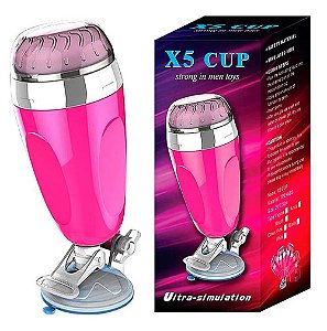 MASTURBADOR LANTERNA MASCULINO EM FORMATO DE VAGINA COM VENTOSA X5 CUP