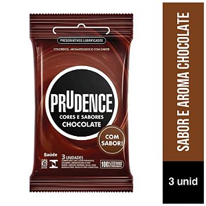 PRESERVATIVOS CORES E SABORES CHOCOLATE PRUDENCE 3 UNIDADES