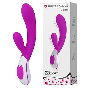 VIBRADOR COM ESTIMULADOR CLITORIANO RECARREGAVEL COLBY PRETTY LOVE