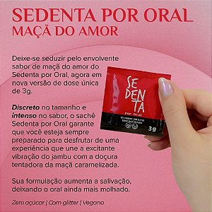 GEL COMESTÍVEL VIBRANTE SEDENTA POR ORAL MAÇÂ DO AMOR SACHÊ 3G PEPPER BLEND