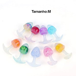 PLUG ANAL MEDIO DE SILICONE COM ESFERA DE VIDRO INTERNA