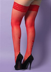 MEIA 7/8 ARRASTÃO E DETALHE DE LAÇO E STRASS COM SILICONE YAFFA