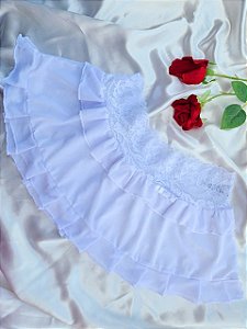 SAIA COM BABADO EM TULE E RENDA