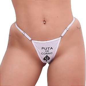 CALCINHA FETICHE CUCKOLD "PUTA DE CORNO" + CHOCKER BRANCA