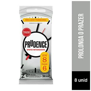 PRESERVATIVOS EFEITO RETARDANTE LEVE 8 PAGUE 6 UNIDADES PRUDENCE